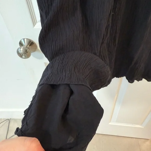 Abercrombie & Fitch Black Crinkle Pull on Baggy Pants - Picture 4 of 5